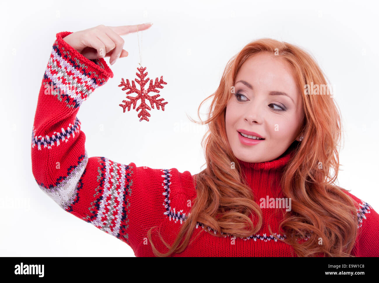 Belle femme avec des décorations de Noël Banque D'Images