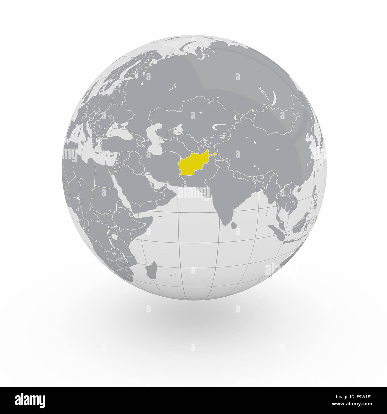 L'Afghanistan le monde isolé sur fond blanc Banque D'Images