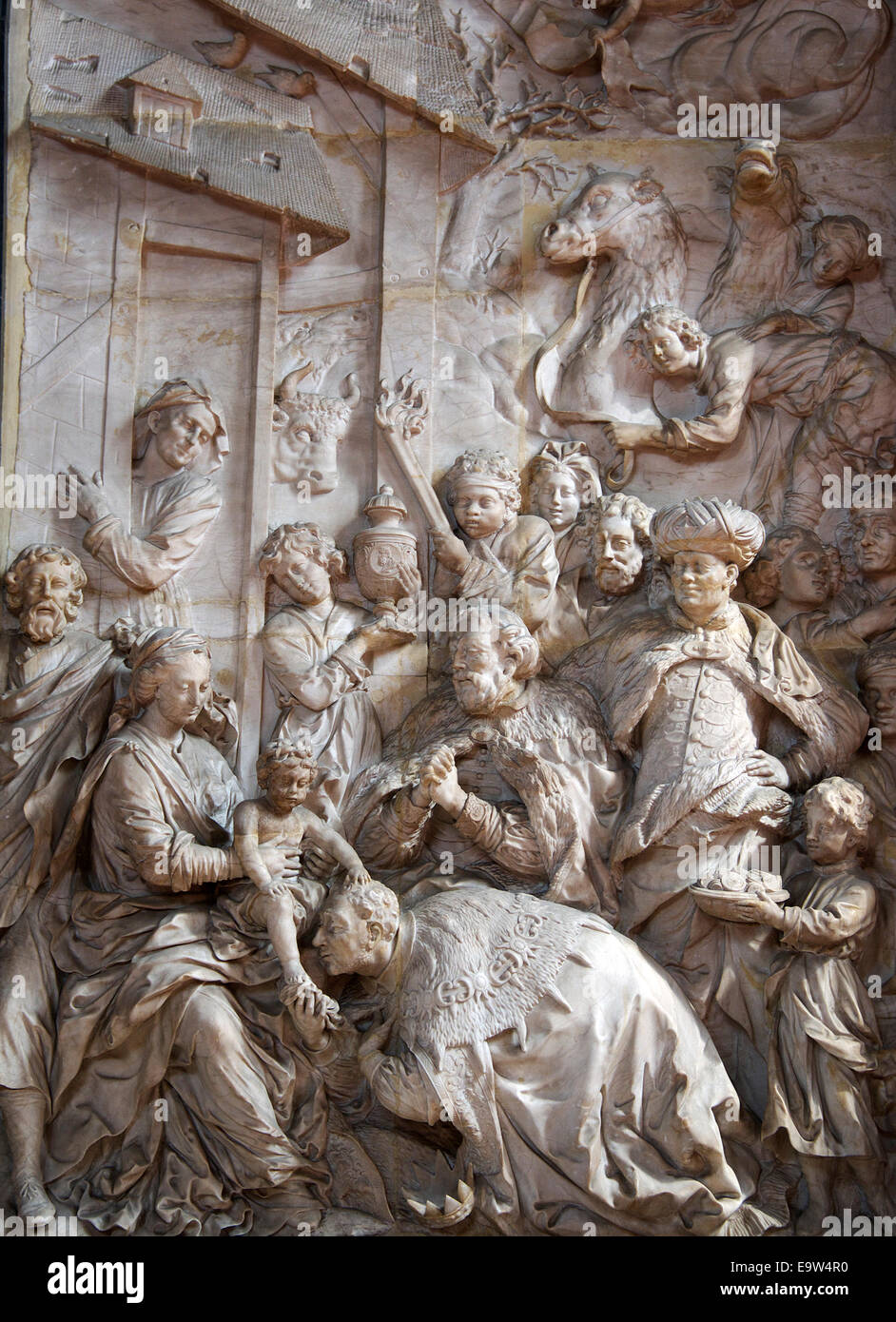 Scène biblique de la Cathédrale Saint Pierre de la vallée de la Moselle, Trèves Allemagne Banque D'Images