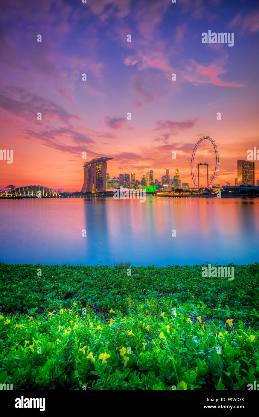 Singapour Skyline at sunset Banque D'Images