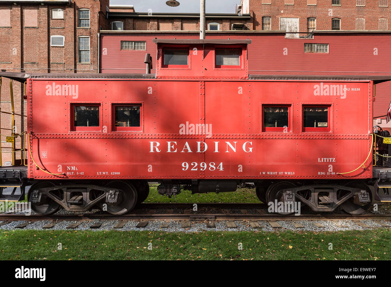 Lecture historique Railroad train voiture, Lititz, Pennsylvania, USA Banque D'Images