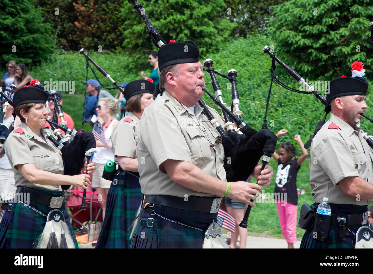 Naperville Memorial Day Parade. Pipe Band irlandais Banque D'Images