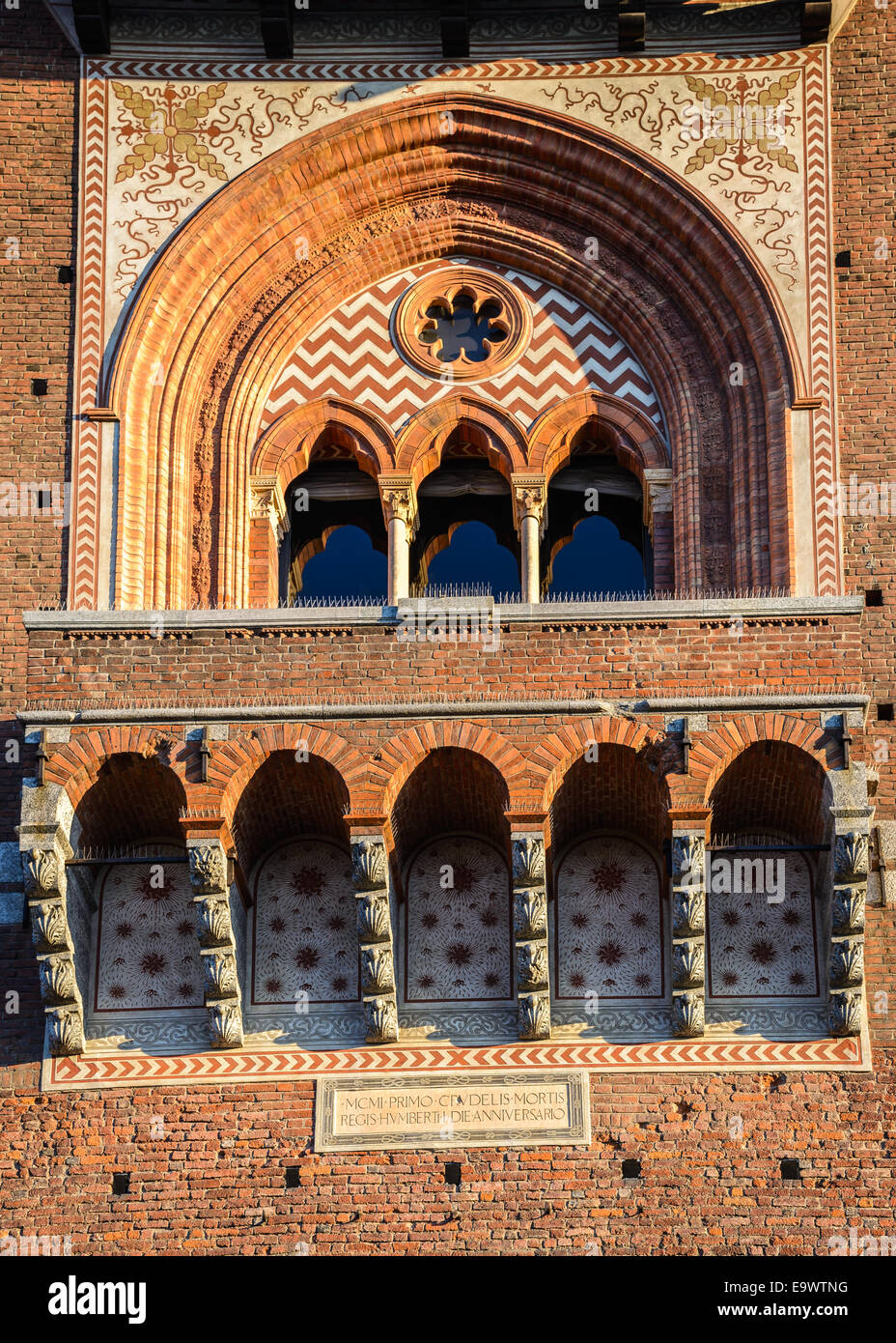 Une belle vue sur l'architecture d'un château des Sforza de Milan,italie. Banque D'Images Une belle vue sur l'architecture d'un château des Sforza de Milan,italie. Banque D'Images