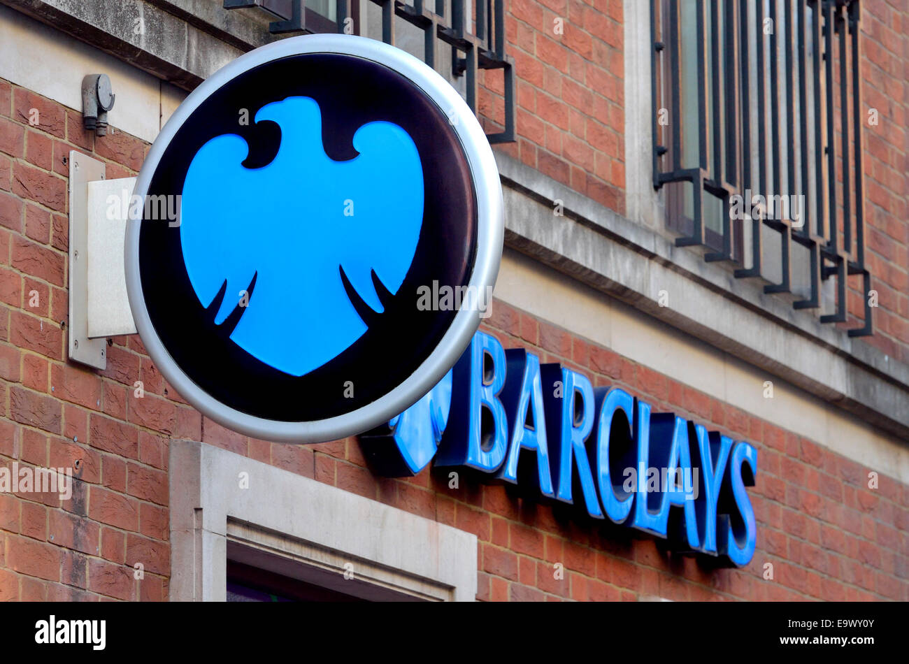 Londres, Angleterre, Royaume-Uni. Signe de la Barclays Bank Banque D'Images