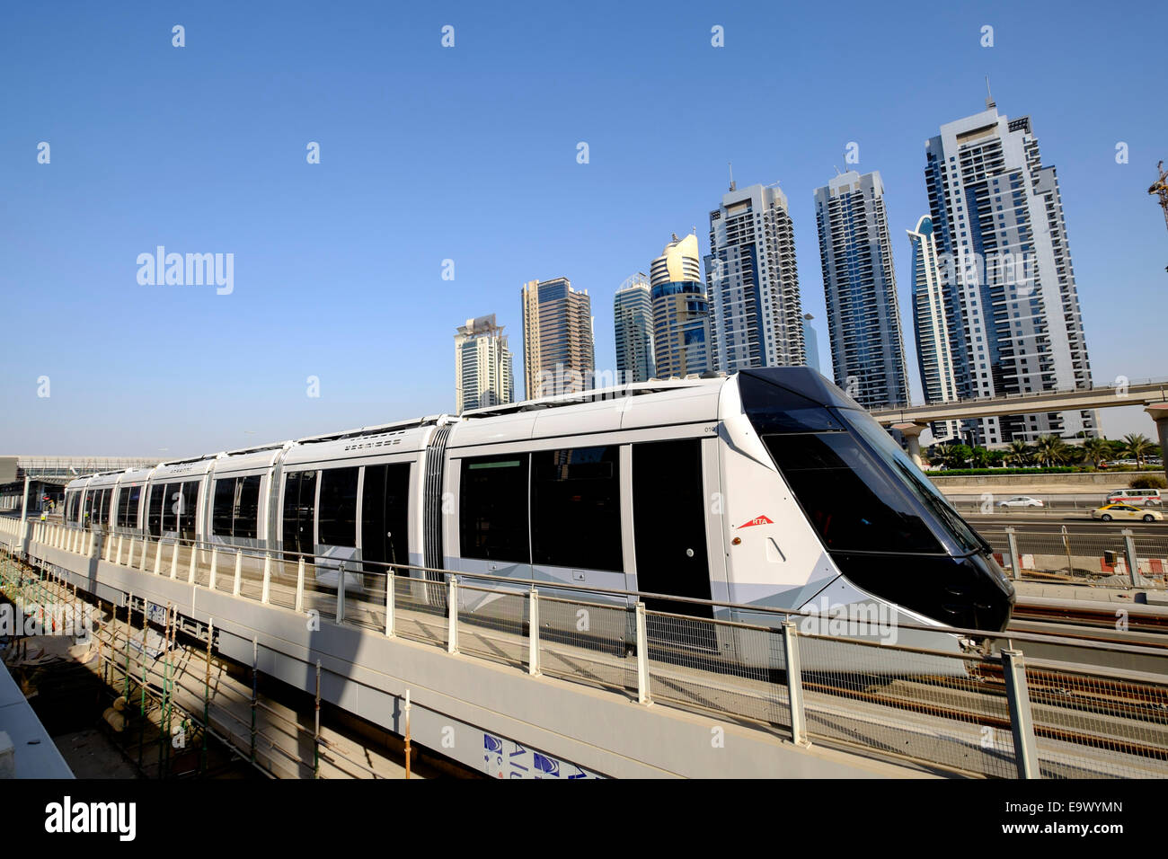 Nouveau Tramway public à Dubaï Émirats Arabes Unis Banque D'Images