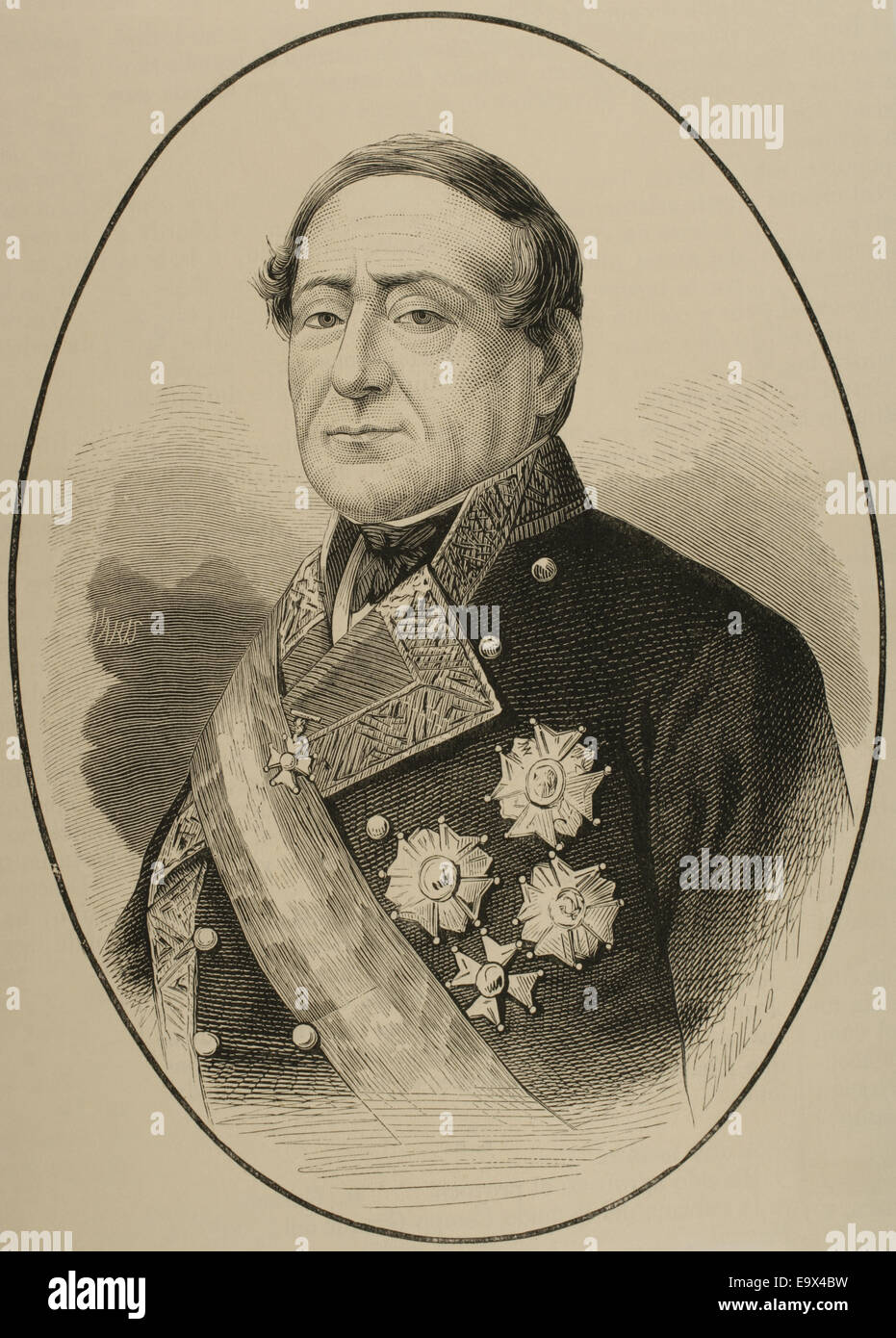 Juan Jose Martinez y Espinosa (1804-1875). La Marine espagnole et l'amiral de l'Armada espagnole. La gravure. Banque D'Images