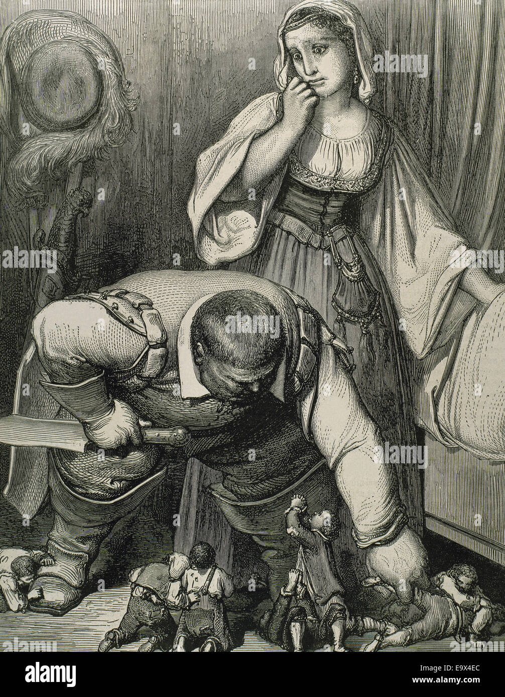 Charles Perrault (1628-1703). L'écrivain français. Tom Pouce. Hop-o'-My-Thumb's ogre. Gravure de Gustave Dore (1832-1883), 1862. Banque D'Images