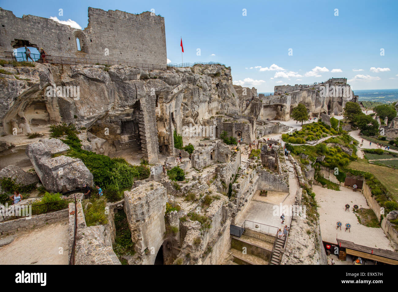 Château des Baux au-dessus du village des Baux de Provence, Provence, France Banque D'Images