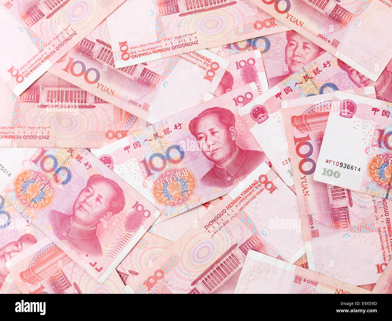 100 Renminbi Yuan chinois monnaie argent background Banque D'Images