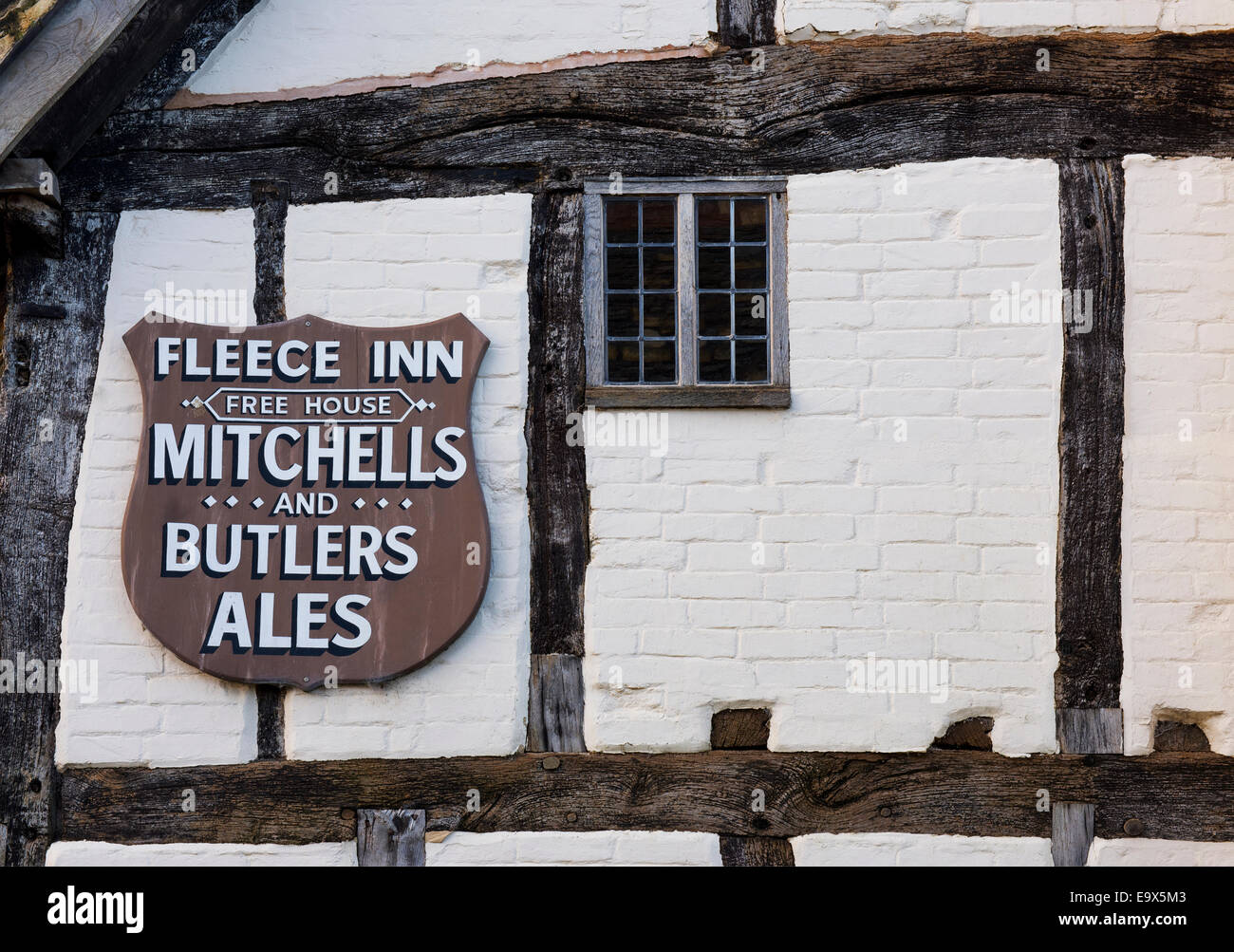 The Fleece Inn, un pub administré par le National Trust, South Littleton, près de Evesham, Worcestershire, Angleterre, Royaume-Uni Banque D'Images