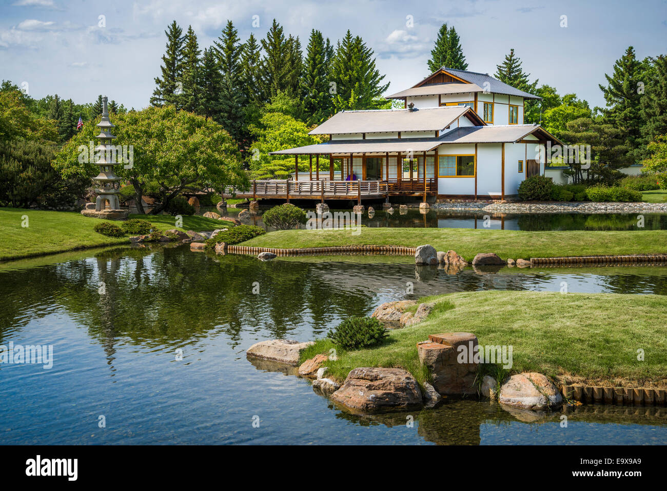 Jardin japonais Nikka Yuko, Lethbridge, Alberta Banque D'Images