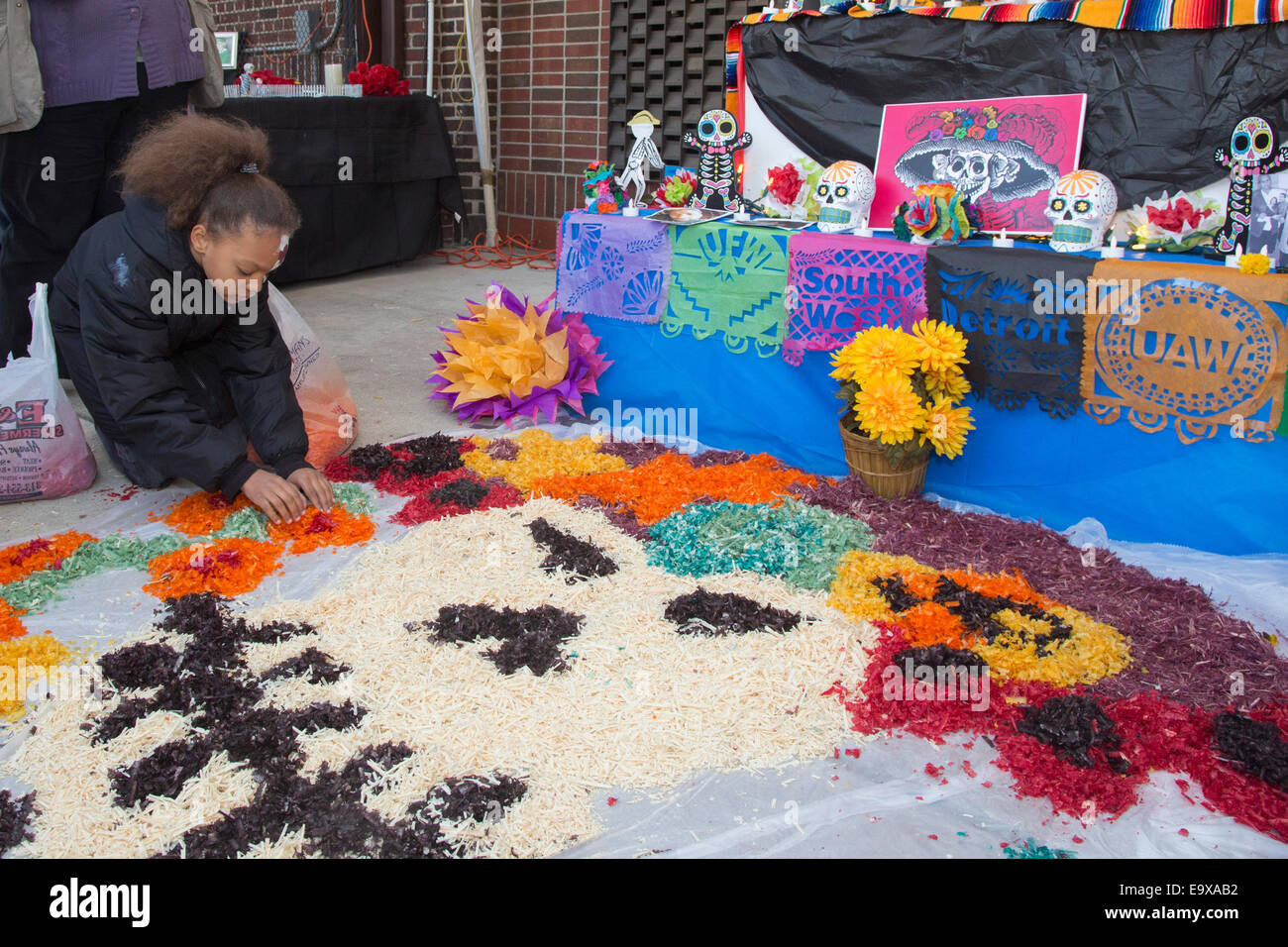 Detroit, Michigan - Les résidents de la communauté américano-mexicaine de Detroit célébrer le Jour des Morts. Banque D'Images