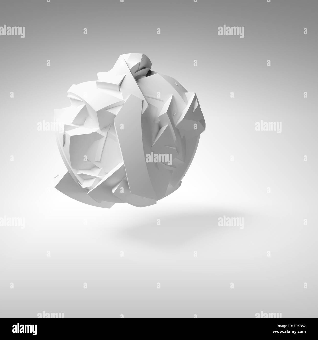 Résumé de l'objet 3d, blanc grand battant forme fragmentée chaotique avec soft shadow Banque D'Images