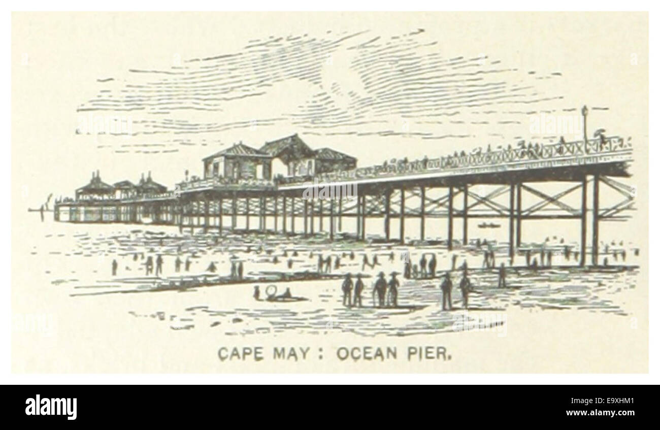 Un croquis de 1891 de l'Ocean Pier de Cape May, illustrant la destination touristique populaire et son rôle dans les loisirs et les activités balnéaires dans le New Jersey à la fin du XIXe siècle. Banque D'Images