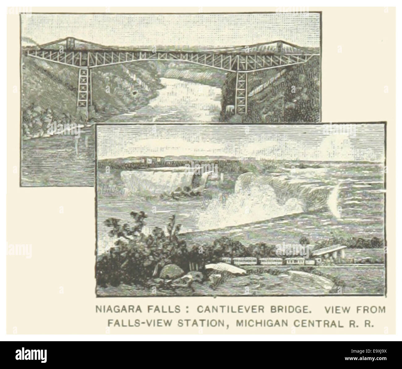 US-NY(1891) p589 NIAGARA FALLS, PONT EN PORTE-À-FAUX ET TOMBE À LA GARE Banque D'Images