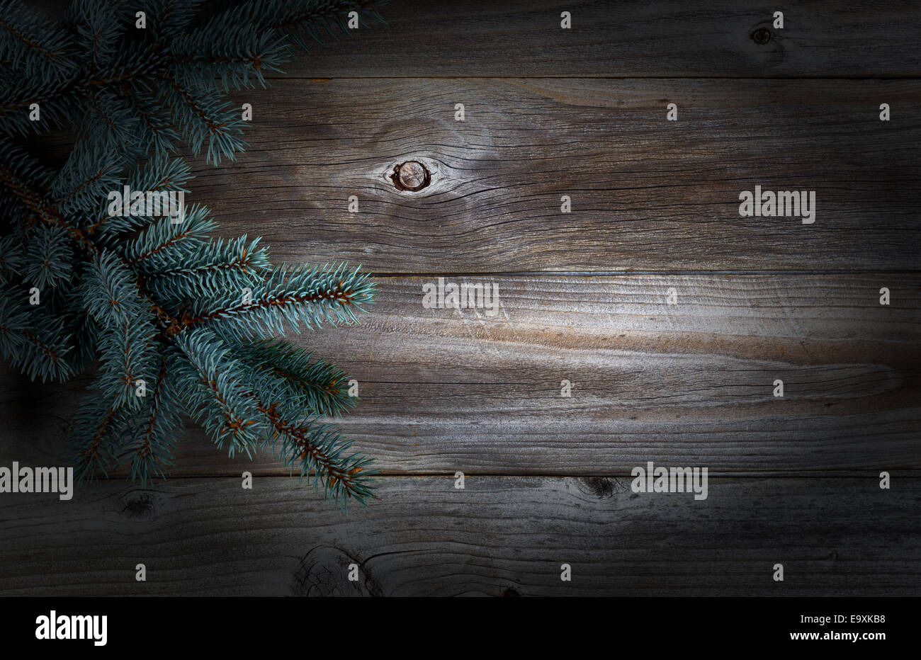 La Direction générale de l'arbre de Noël en bois rustique avec des conseils sur la vignette Banque D'Images