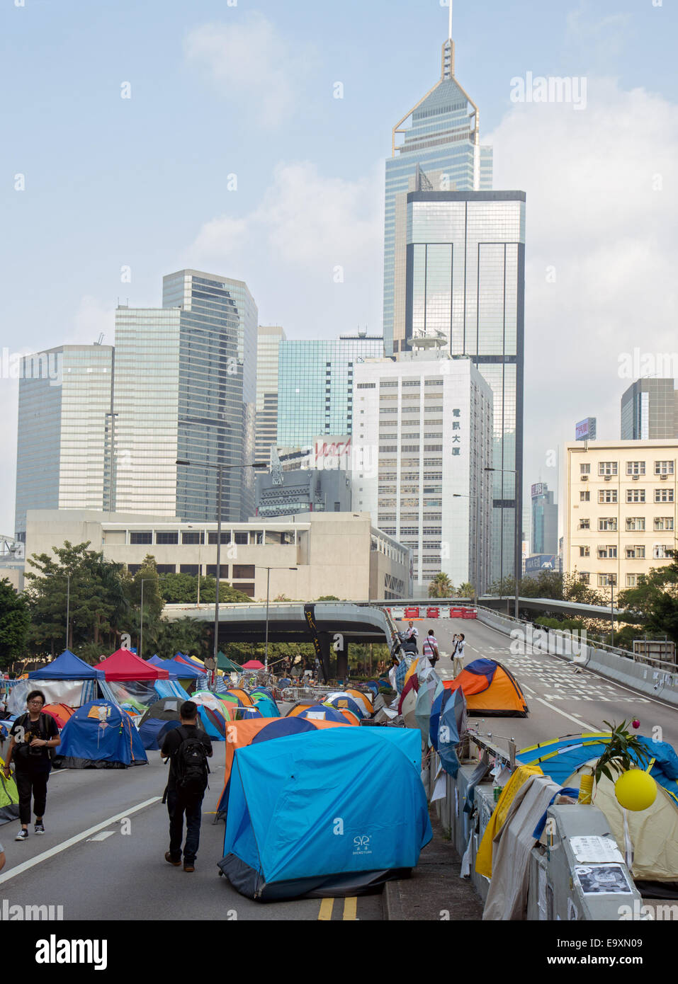 Des tentes sur la route, Hong Kong Banque D'Images