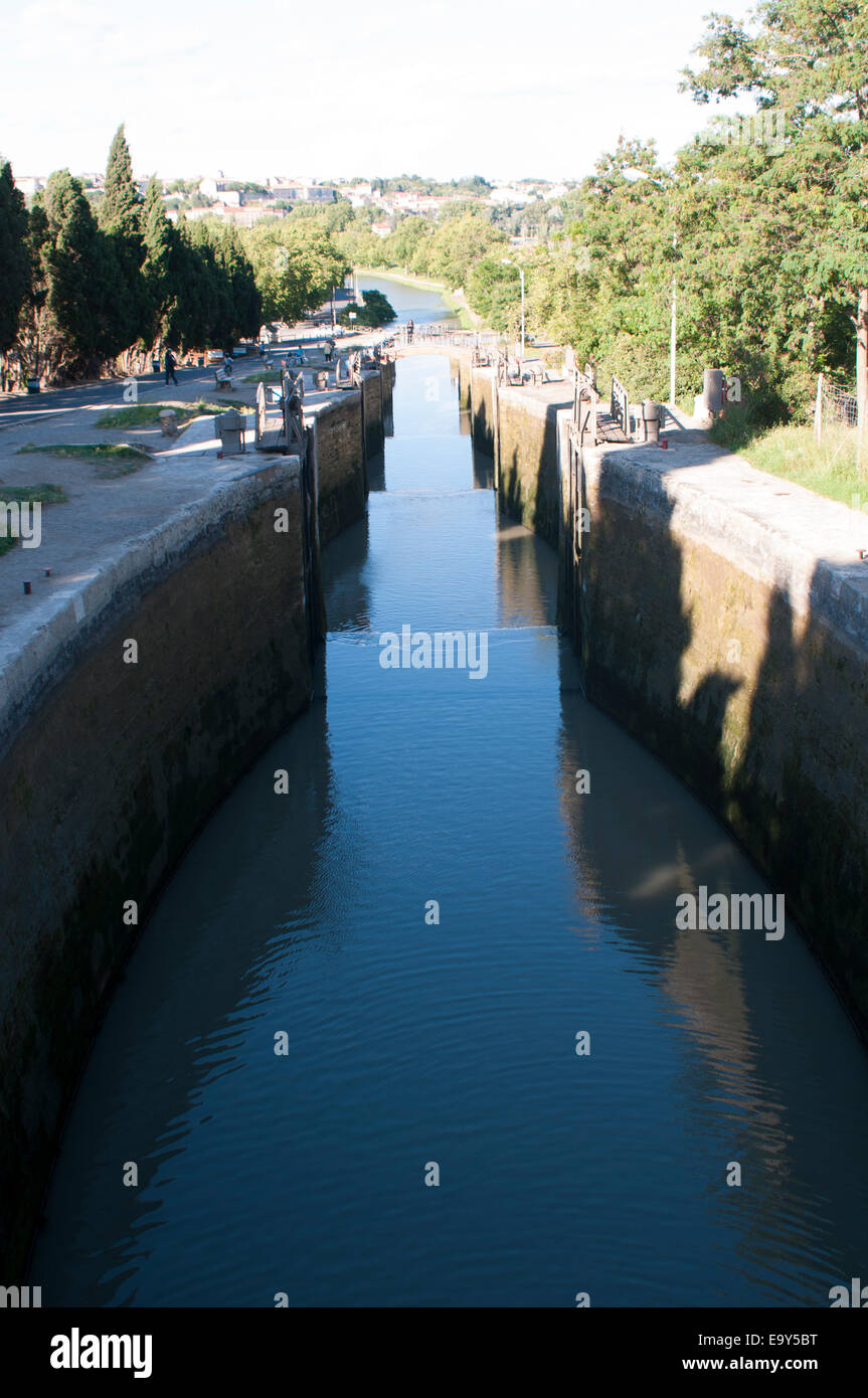 Couper le Canal du Midi, Sud France Banque D'Images