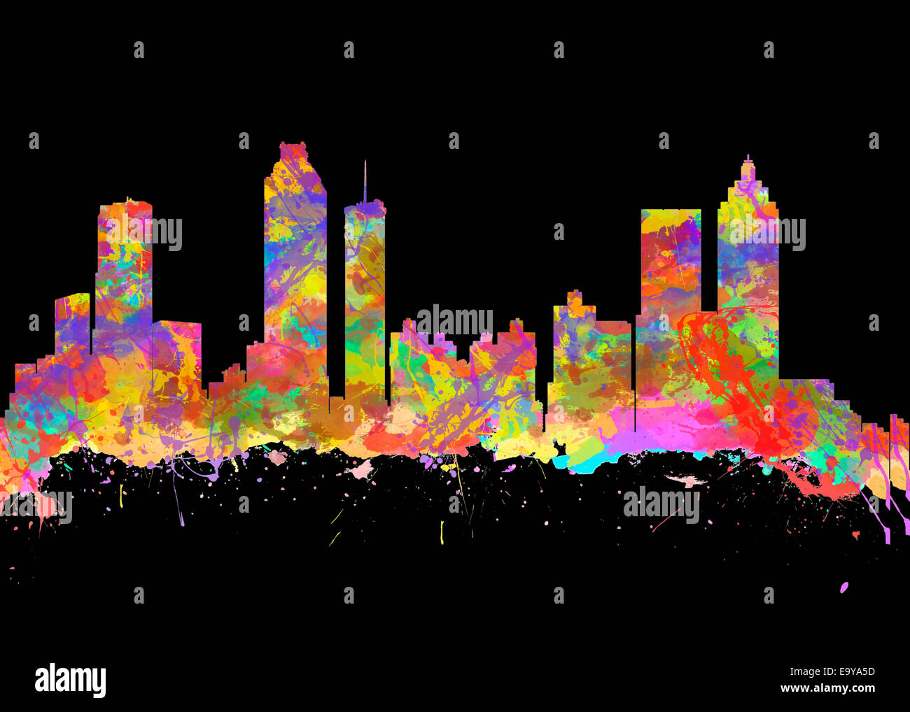 Aquarelle art print de la skyline d'Atlanta en Géorgie AUX ETATS UNIS Banque D'Images