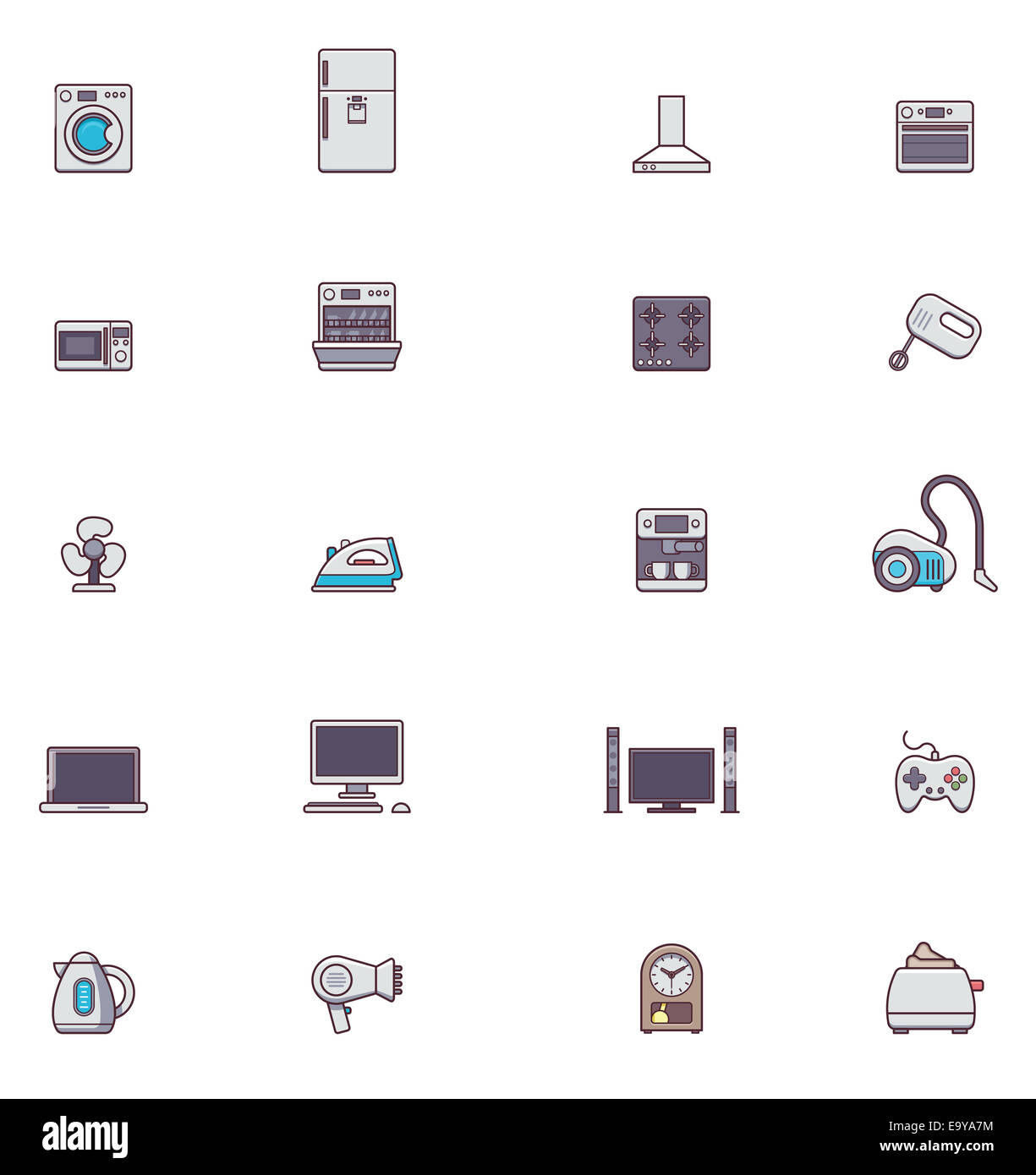 Les appareils domestiques icon set Banque D'Images