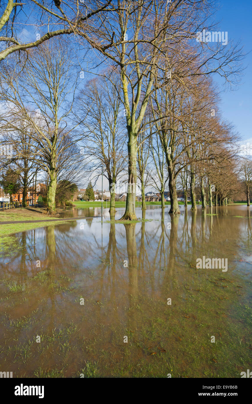 Terrain inondé de Monmouth, dans le sud du Pays de Galles. Banque D'Images