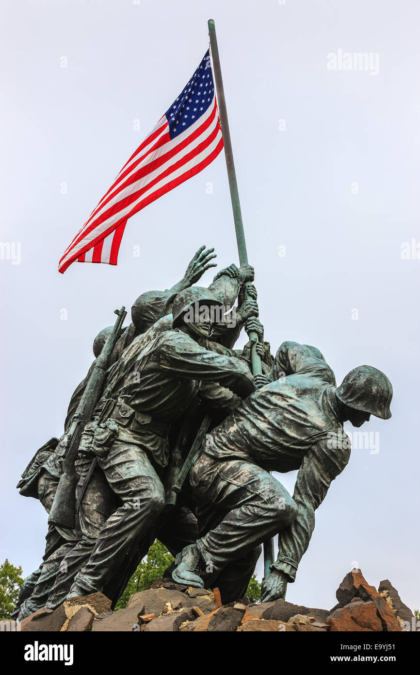 US Marine Corps War Memorial, également connu sous le nom de Mémorial Iwo-Jima à Arlington, Virginia, USA. Banque D'Images