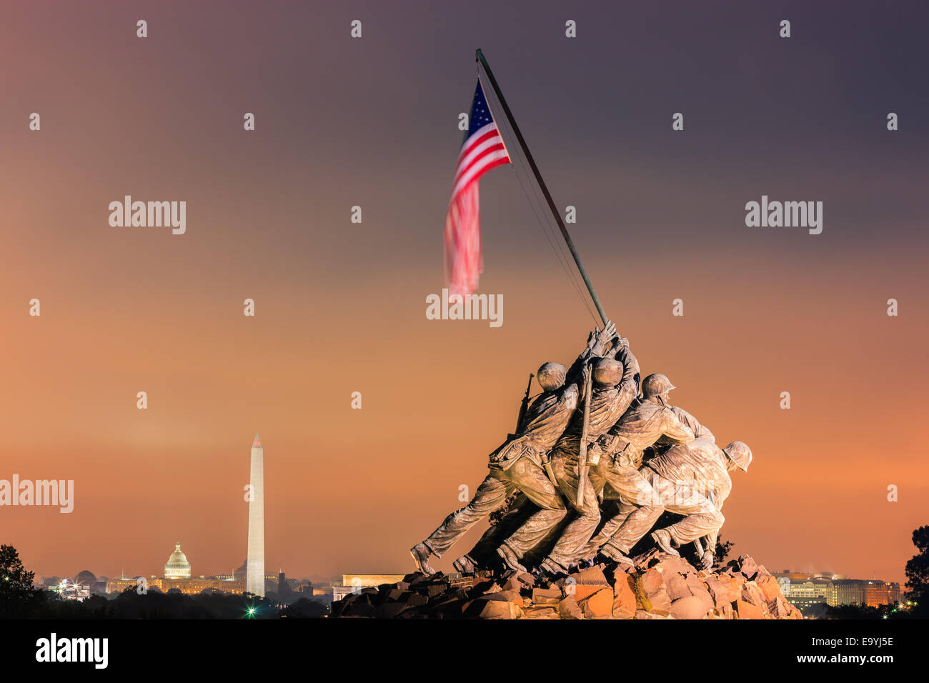 US Marine Corps War Memorial, également connu sous le nom de Mémorial Iwo-Jima à Arlington, Virginia, USA. Banque D'Images