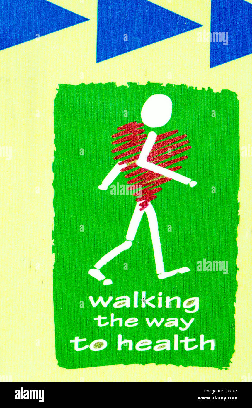 Un signe pour marcher vers une bonne santé au Royaume-Uni Banque D'Images