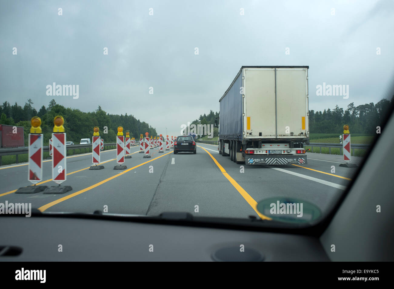 Travaux routiers A9 au sud de Munich Allemagne Banque D'Images