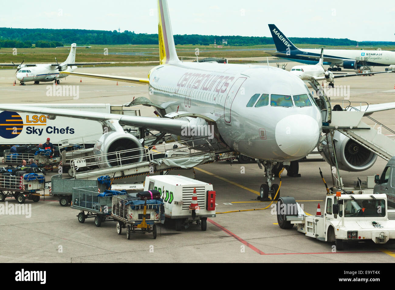 Germanwings (Lufthansa) Airbus A319 avion de passagers sur le chiffre d'affaires à l'aéroport de Cologne, Cologne, Rhénanie du Nord-Westphalie, Allemagne Banque D'Images
