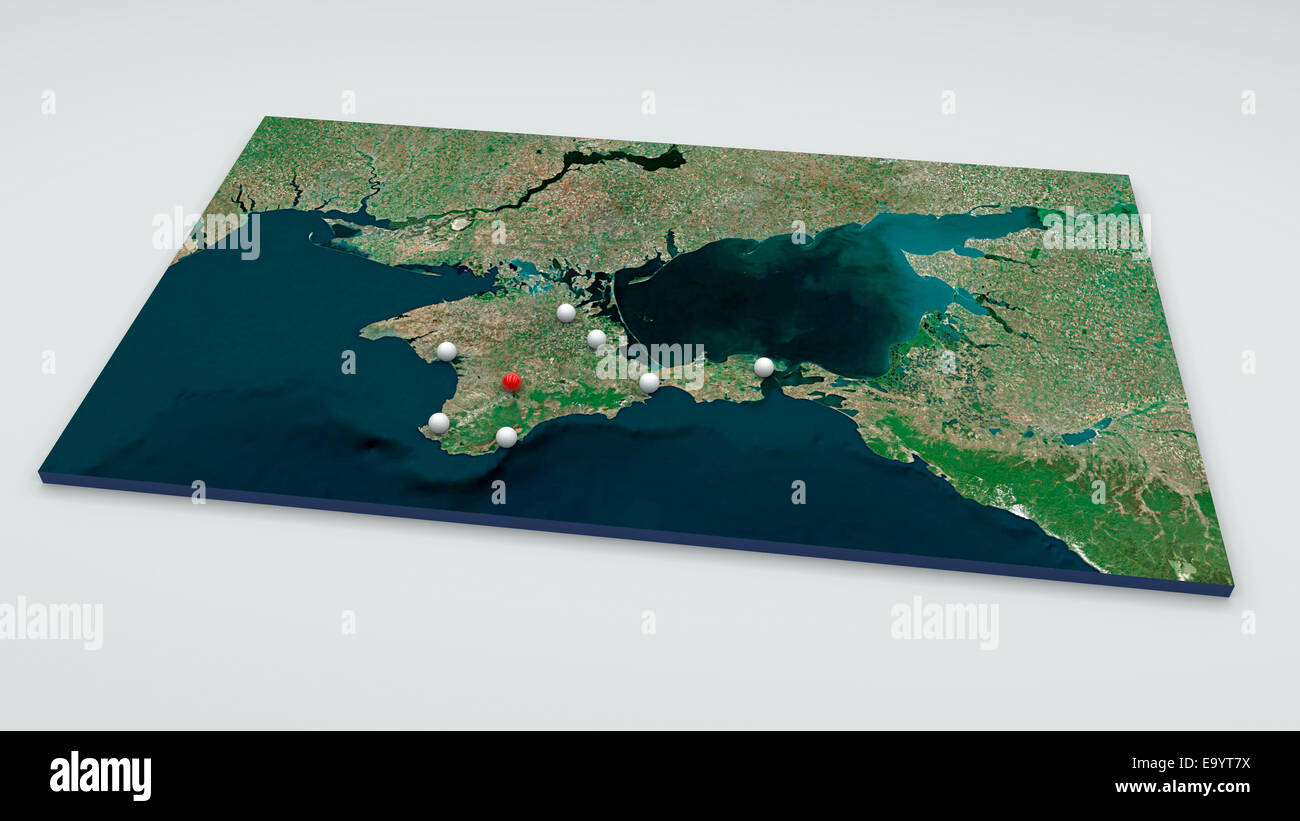 La carte de la Crimée et l'Ukraine, de la Mer Noire Banque D'Images