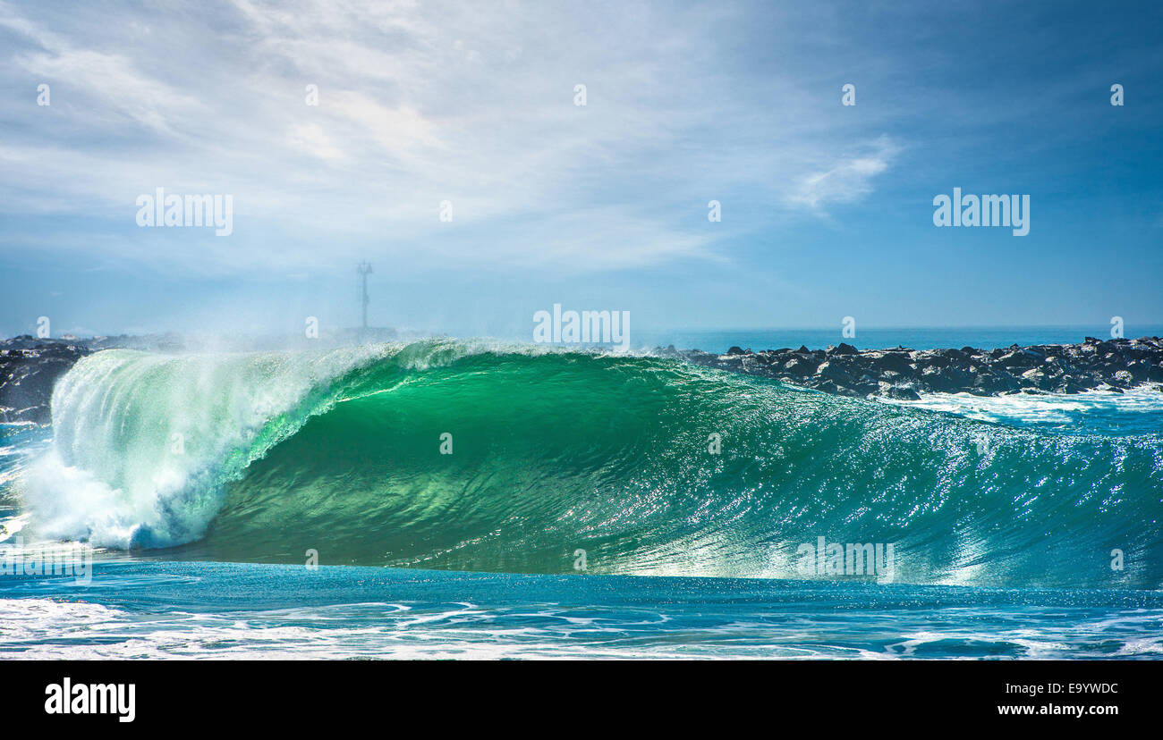 Le spot de surf de coin, Newport Beach, California, USA Banque D'Images