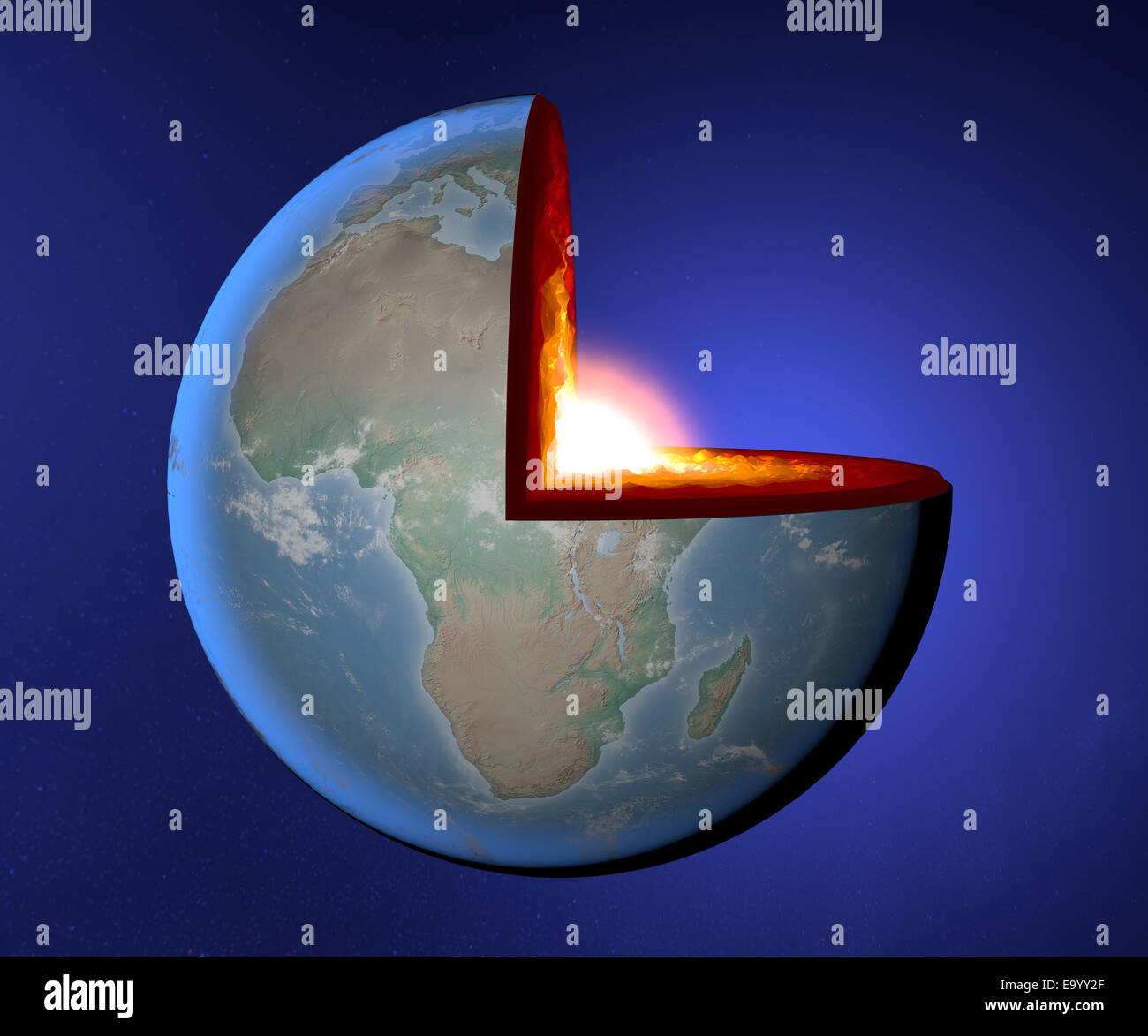 Noyau de la terre, la terre, le monde, split, géophysique Banque D'Images