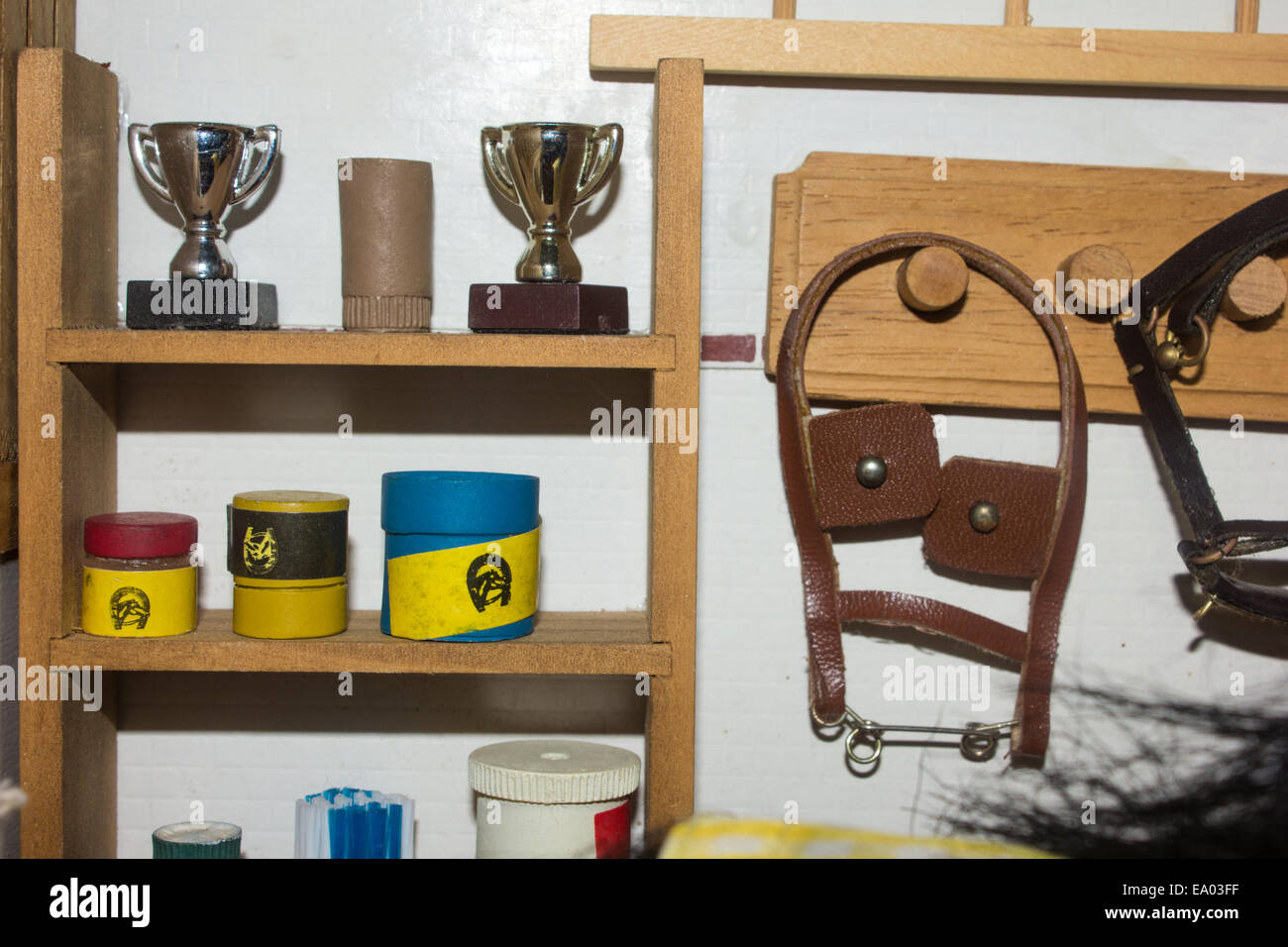 Model horse stable avec fonctions réalistes. Banque D'Images
