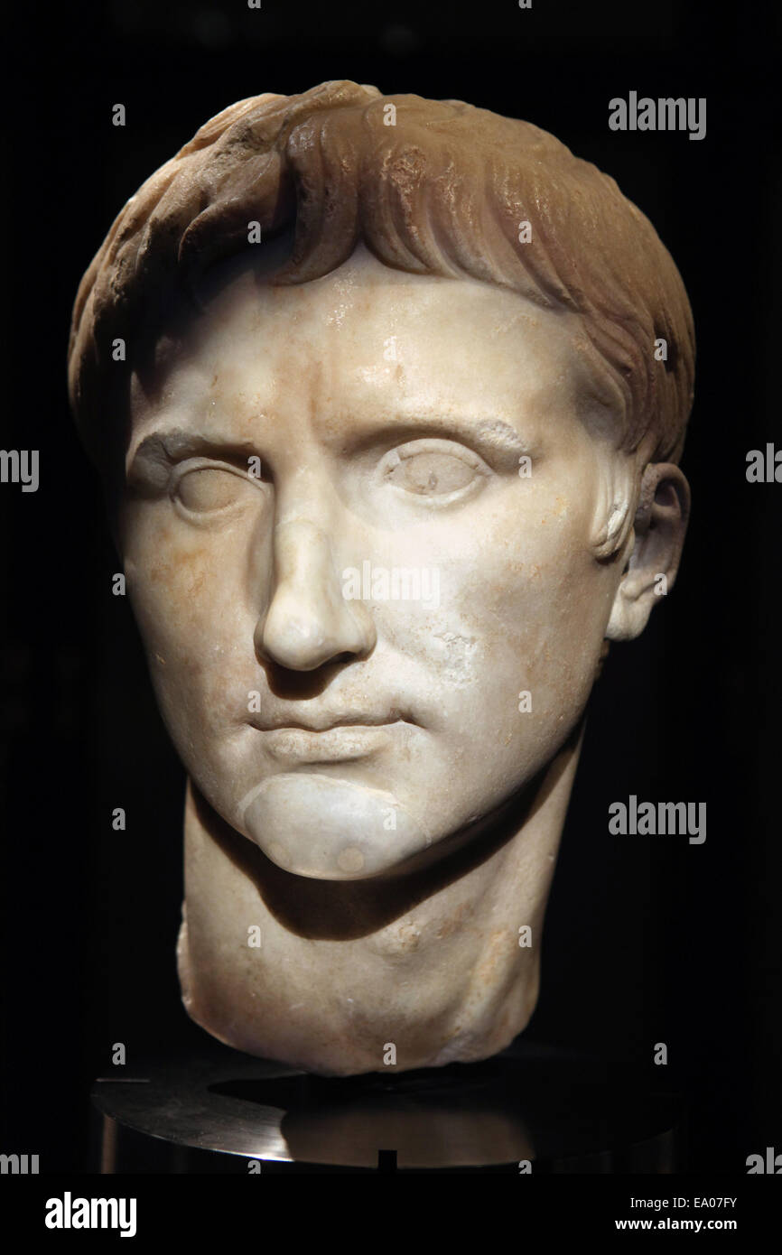 L'empereur romain Auguste. Buste en marbre romain du 1er siècle de notre ère. Le Kunsthistorisches Museum, Vienne, Autriche. Banque D'Images