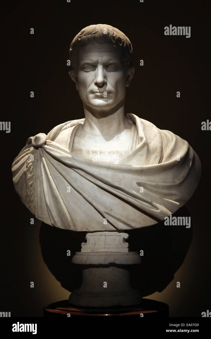 Jules César. Buste en marbre romain du 1er siècle de notre ère. Le Kunsthistorisches Museum, Vienne, Autriche. Banque D'Images