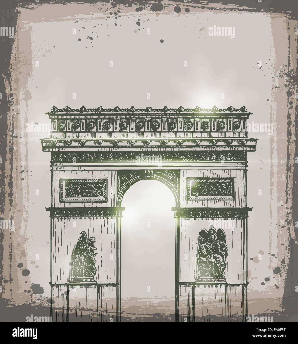 L'Arc de Triomphe, Paris. Hand drawn vector illustration Banque D'Images