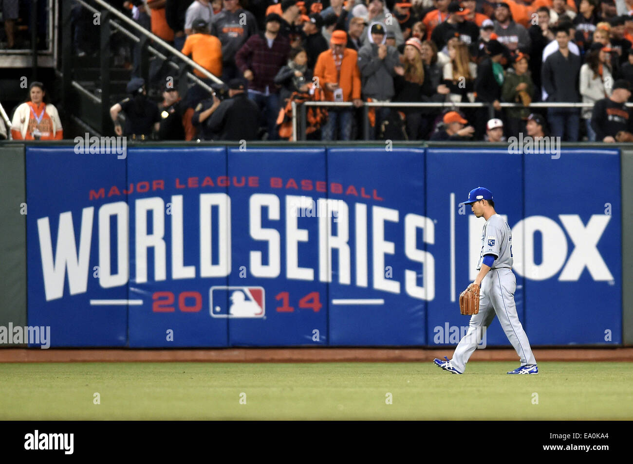 San Francisco, Californie, USA. 26Th Oct, 2014. Norichika Aoki (Royals) MLB : Norichika Aoki des Royals de Kansas City pendant la partie 5 de la Ligue Majeure de Baseball 2014 World Series contre les Giants de San Francisco à AT&T Park à San Francisco, California, United States . © AFLO/Alamy Live News Banque D'Images