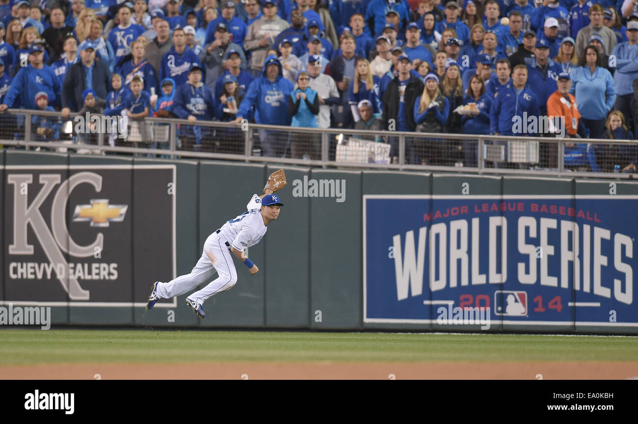 Kansas City, Missouri, États-Unis. 29 Oct, 2014. Norichika Aoki (Royals) MLB : Norichika Aoki des Royals de Kansas City pendant la partie 7 de la Ligue Majeure de Baseball 2014 World Series contre les Giants de San Francisco au Kauffman Stadium à Kansas City, Missouri, United States . © AFLO/Alamy Live News Banque D'Images