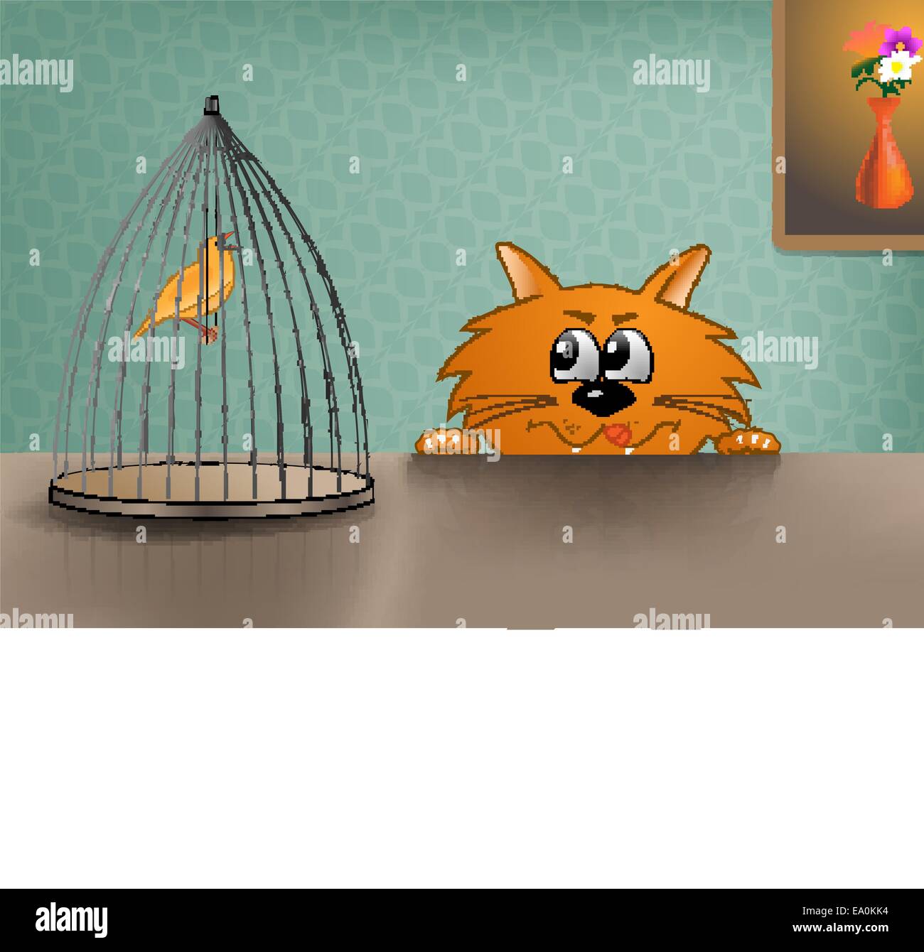 Écouter le chant des oiseaux chat méchant, eps10, gradient mesh et transparent utilisé Illustration de Vecteur