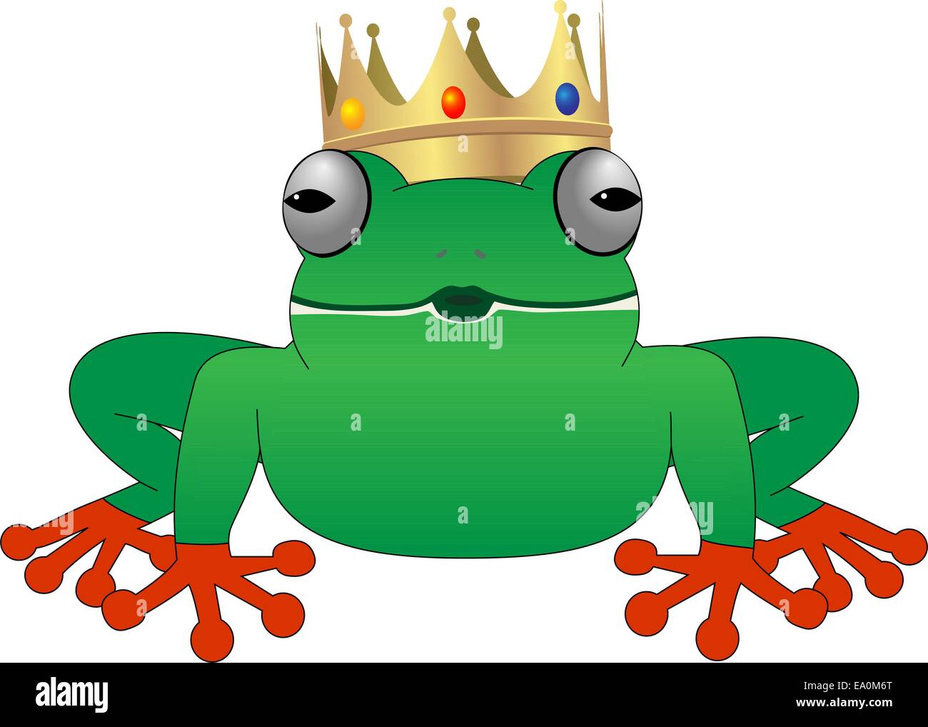 Mignon vecteur grenouille avec couronne en attente de kiss Illustration de Vecteur