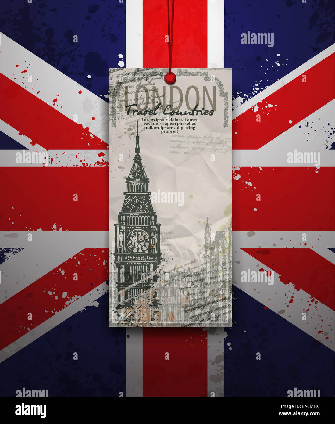 Tour de Big Ben. Monument de Londres. Vector Illustration Croquis dessiné à la main Banque D'Images