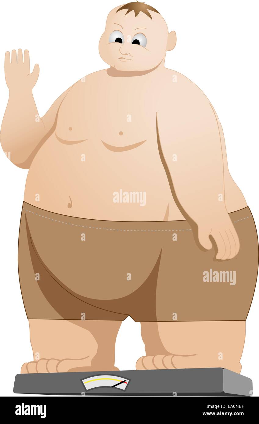 Vector illustration de fat man pesant lui-même Illustration de Vecteur