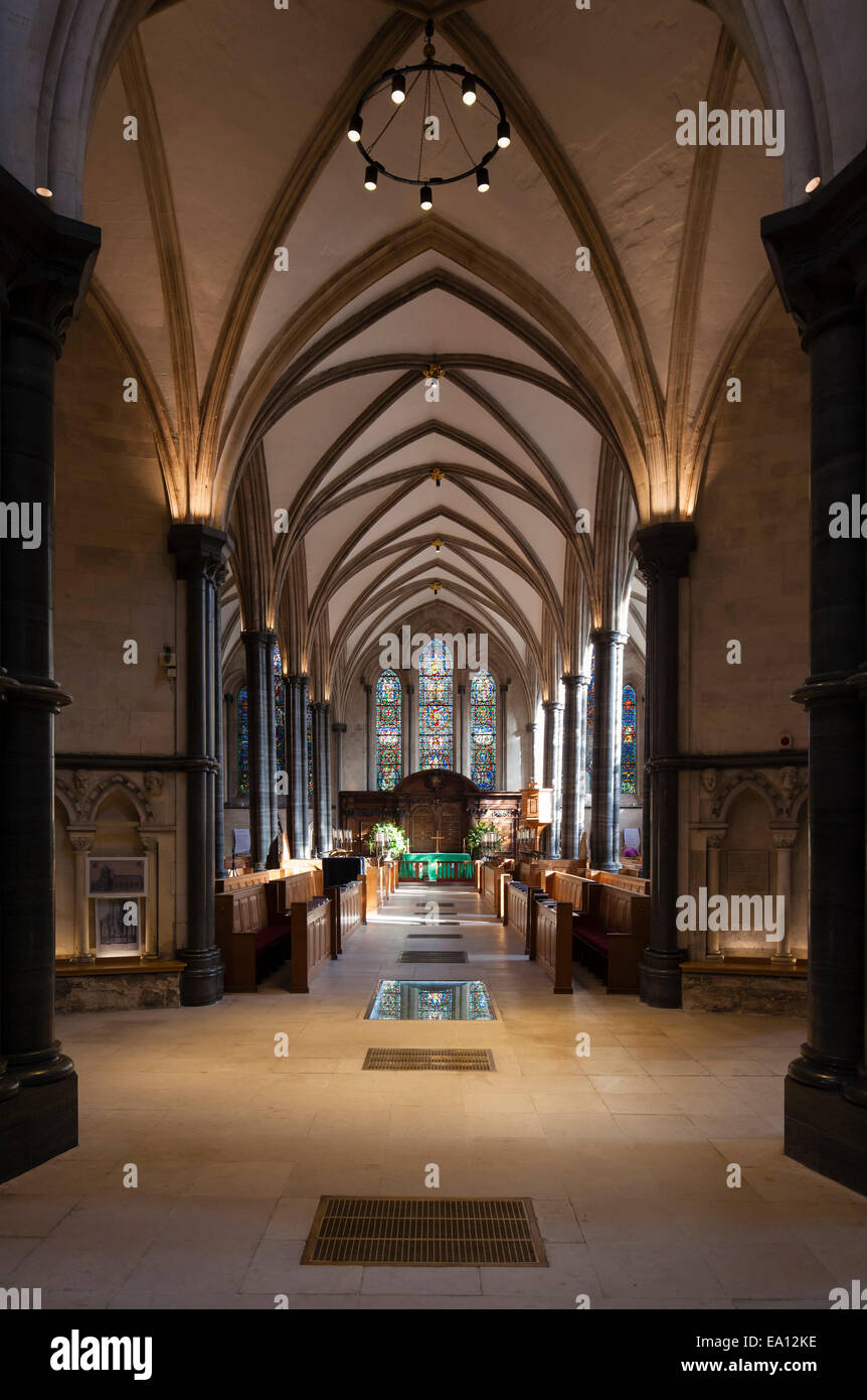 L'intérieur de Temple Church, Londres, Angleterre, Royaume-Uni Banque D'Images