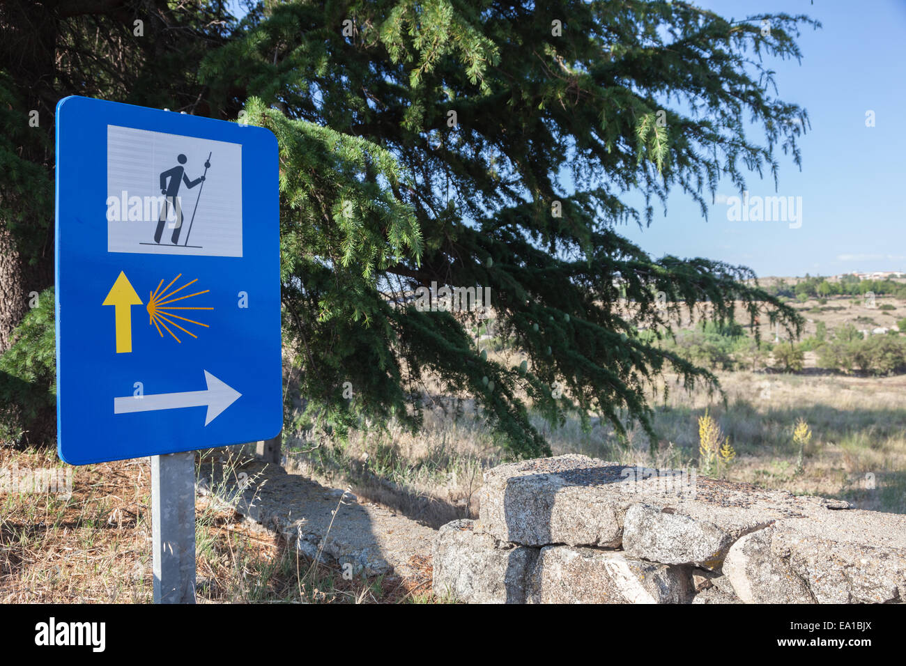 Camino de Santiago road sign en Espagne Banque D'Images