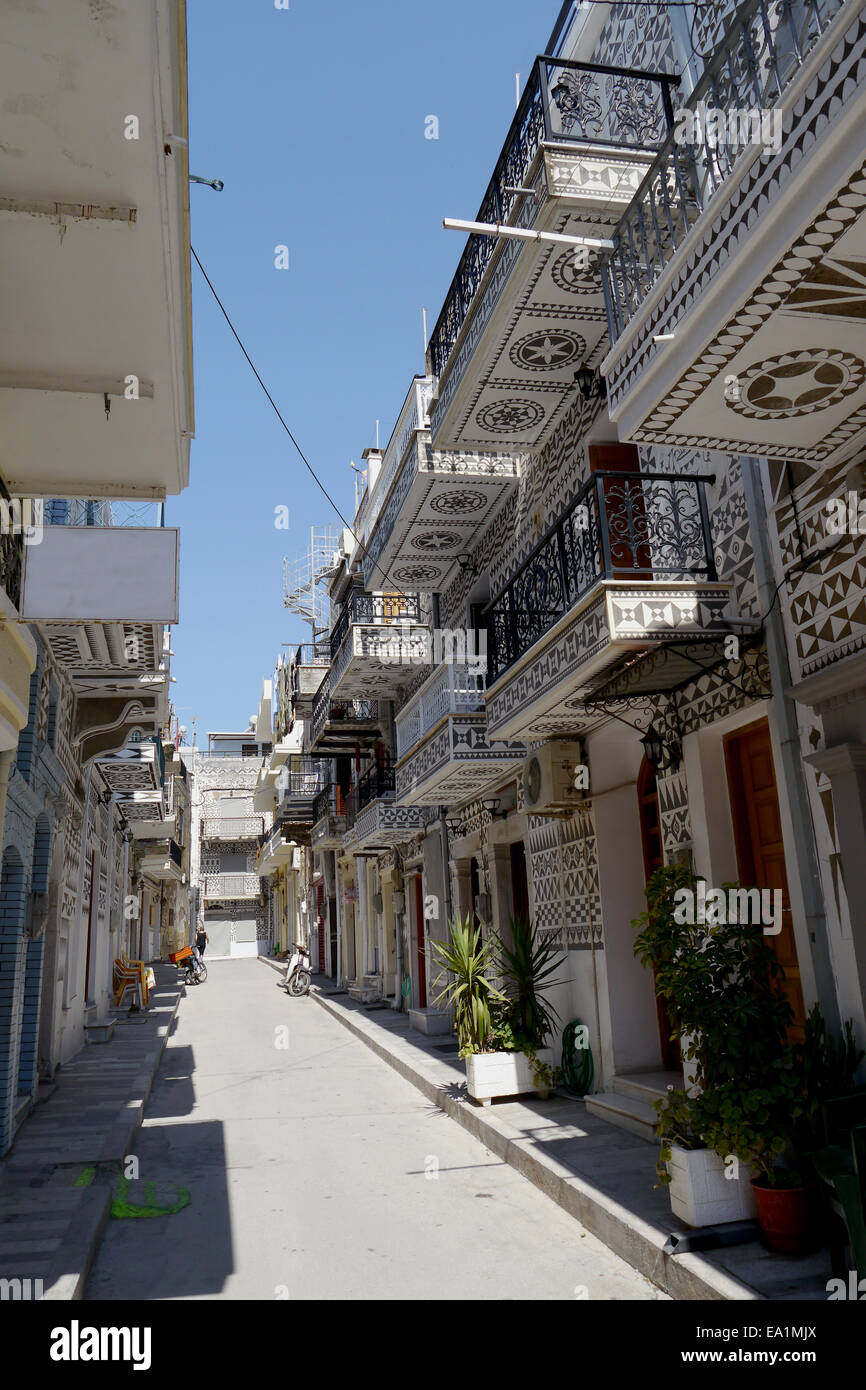 La ville de Pyrgi, l'île de Chios, Grèce Banque D'Images