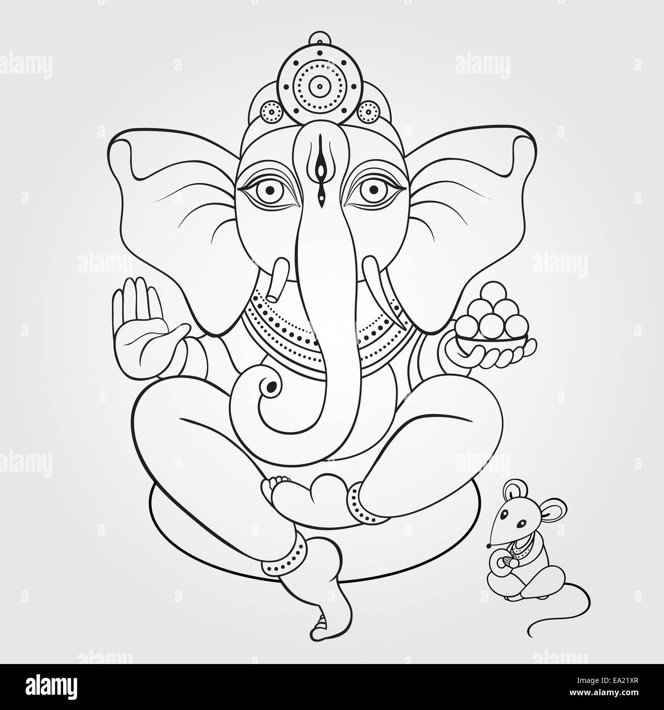 Seigneur Ganesha illustration dessiné à la main. Banque D'Images