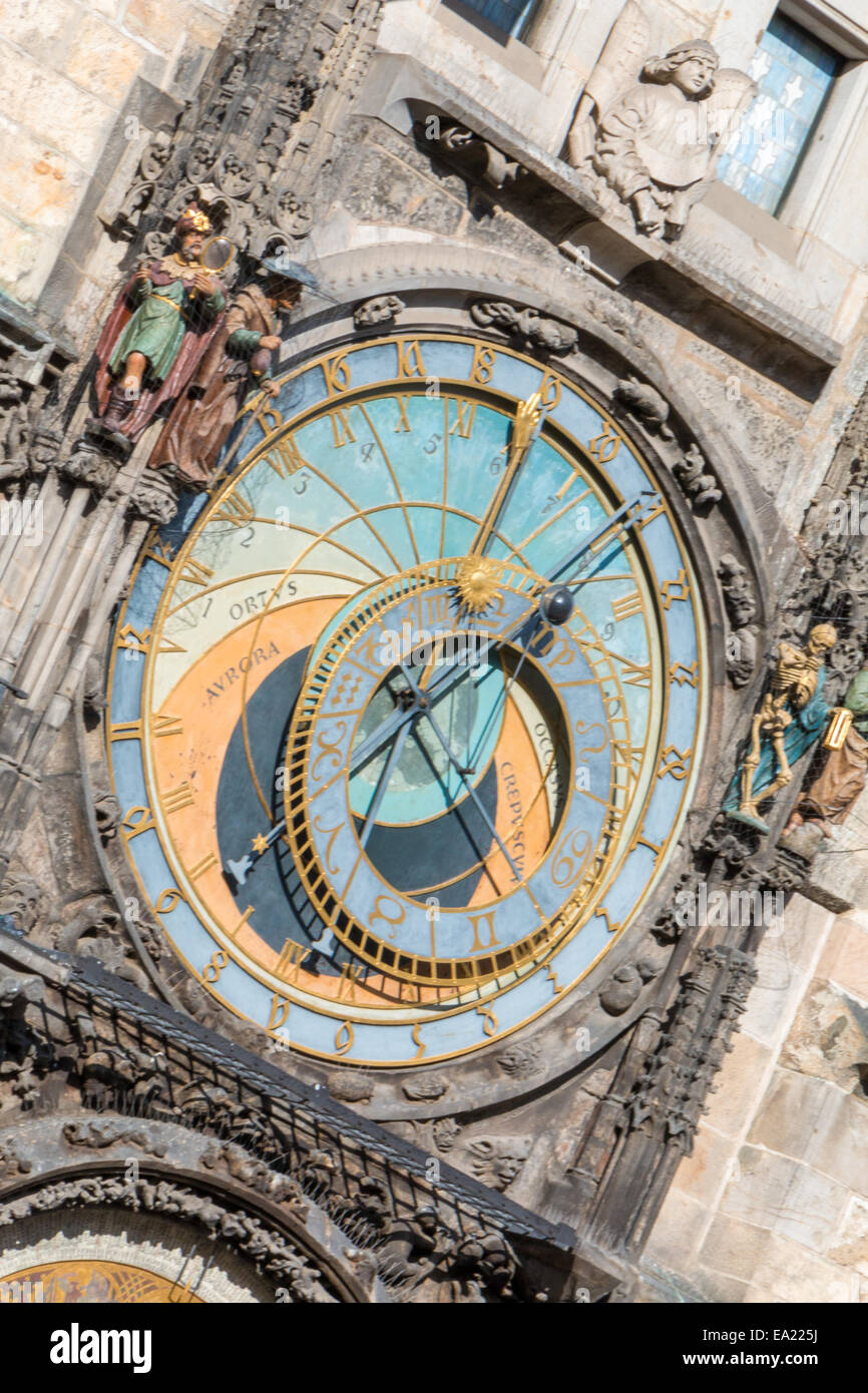 Tour de l'horloge astronomique de Prague, République tchèque - molette principale Banque D'Images