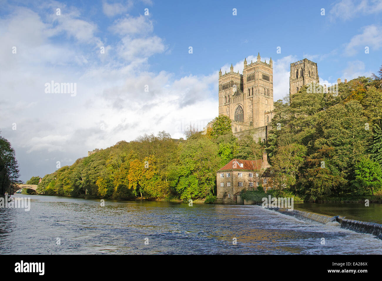 Cathédrale de Durham et de la rivière Wear, Angleterre. Banque D'Images