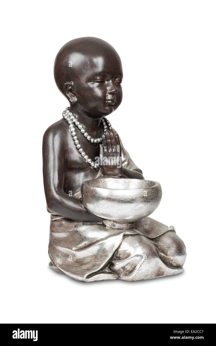 Jeune Noir sur blanc buddha with clipping path Banque D'Images